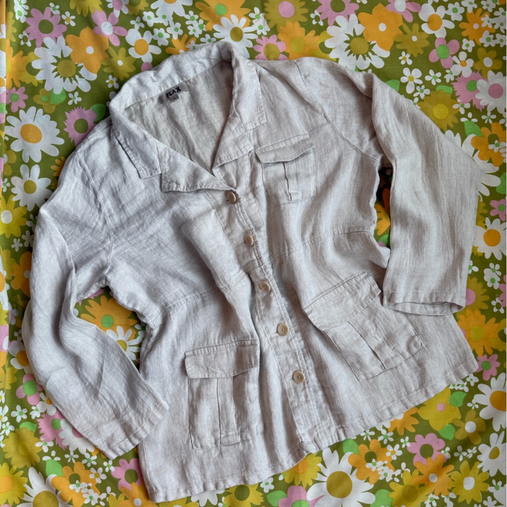 Flax cream linen button down size L